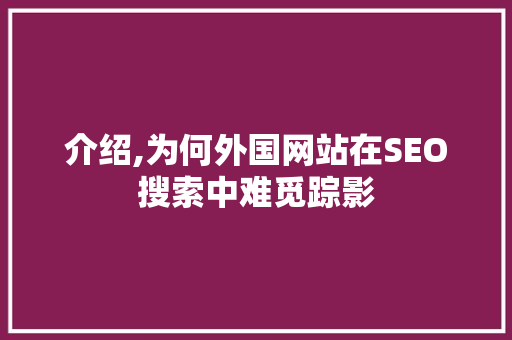 介绍,为何外国网站在SEO搜索中难觅踪影