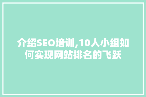 介绍SEO培训,10人小组如何实现网站排名的飞跃