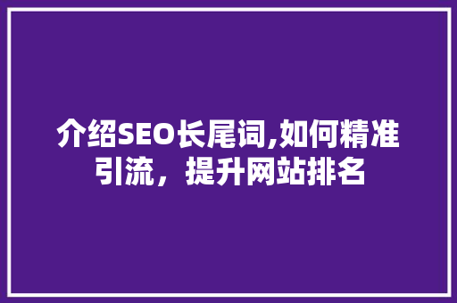 介绍SEO长尾词,如何精准引流，提升网站排名