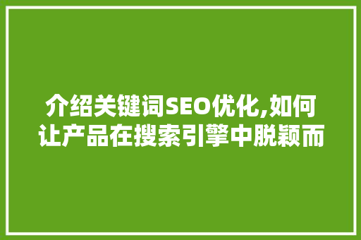 介绍关键词SEO优化,如何让产品在搜索引擎中脱颖而出 编程语言