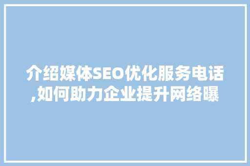介绍媒体SEO优化服务电话,如何助力企业提升网络曝光度