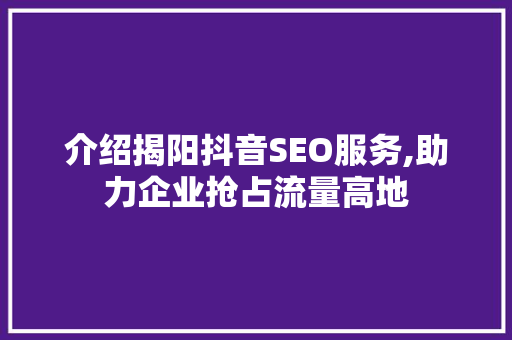 介绍揭阳抖音SEO服务,助力企业抢占流量高地