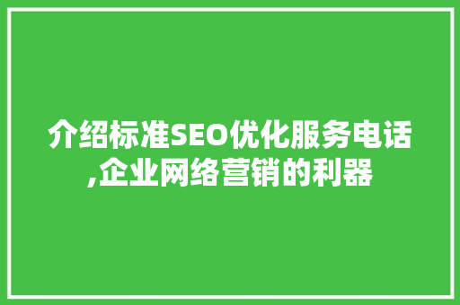 介绍标准SEO优化服务电话,企业网络营销的利器