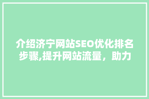 介绍济宁网站SEO优化排名步骤,提升网站流量，助力企业腾飞