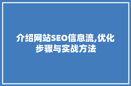 介绍网站SEO信息流,优化步骤与实战方法 介绍网站SEO信息流,优化步骤与实战方法