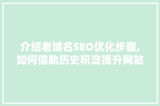 介绍老域名SEO优化步骤,如何借助历史积淀提升网站排名