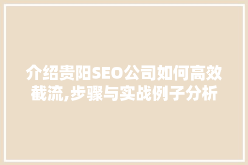 介绍贵阳SEO公司如何高效截流,步骤与实战例子分析