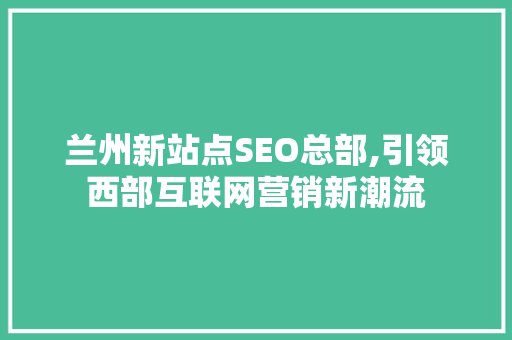 兰州新站点SEO总部,引领西部互联网营销新潮流