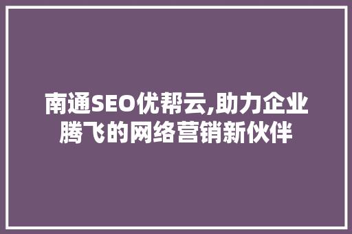 南通SEO优帮云,助力企业腾飞的网络营销新伙伴 电脑基础