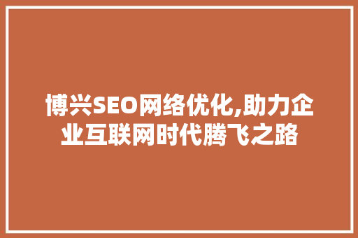 博兴SEO网络优化,助力企业互联网时代腾飞之路