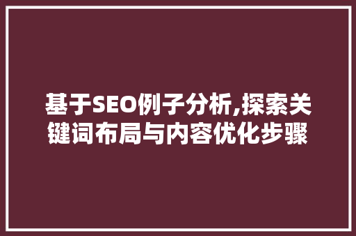 基于SEO例子分析,探索关键词布局与内容优化步骤 网络技术