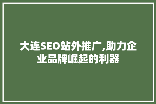 大连SEO站外推广,助力企业品牌崛起的利器