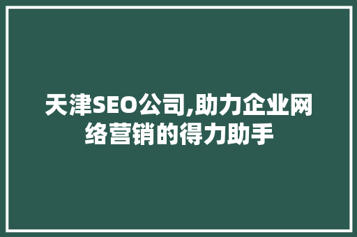 天津SEO公司,助力企业网络营销的得力助手