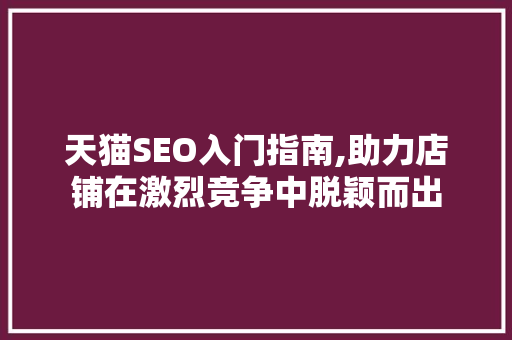 天猫SEO入门指南,助力店铺在激烈竞争中脱颖而出