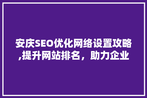 安庆SEO优化网络设置攻略,提升网站排名，助力企业腾飞