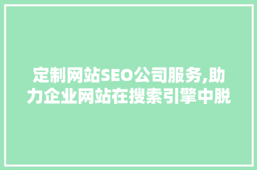 定制网站SEO公司服务,助力企业网站在搜索引擎中脱颖而出