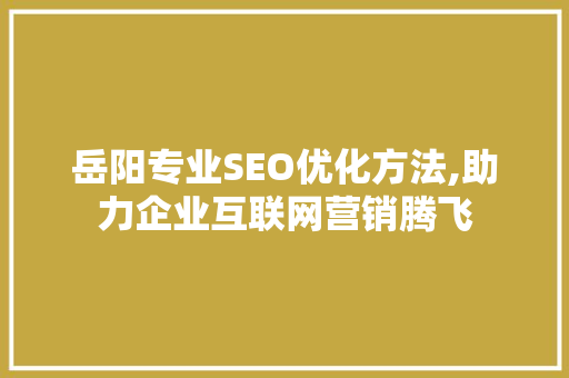岳阳专业SEO优化方法,助力企业互联网营销腾飞