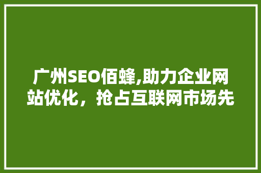 广州SEO佰蜂,助力企业网站优化，抢占互联网市场先机 操作系统