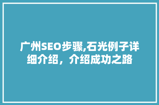 广州SEO步骤,石光例子详细介绍，介绍成功之路