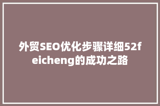 外贸SEO优化步骤详细52feicheng的成功之路