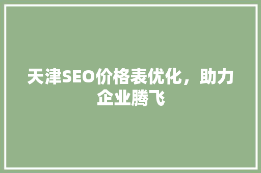 天津SEO价格表优化,助力企业腾飞 天津SEO价格表优化,助力企业腾飞