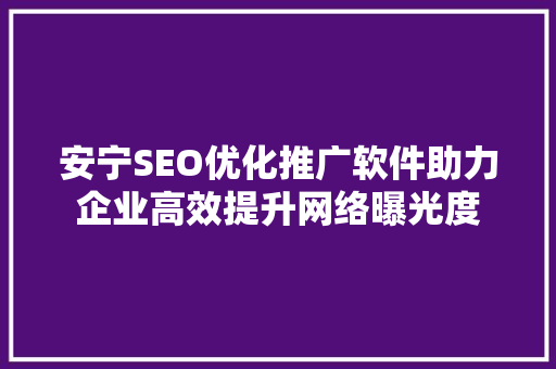 安宁SEO优化推广软件助力企业高效提升网络曝光度