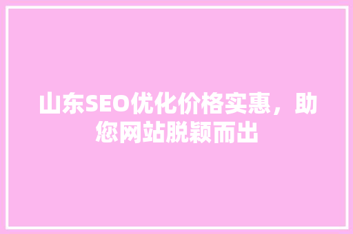 山东SEO优化价格实惠，助您网站脱颖而出