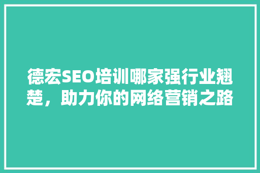 德宏SEO培训哪家强行业翘楚，助力你的网络营销之路