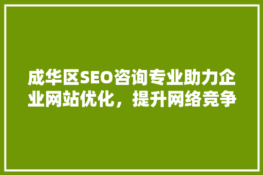 成华区SEO咨询专业助力企业网站优化，提升网络竞争力