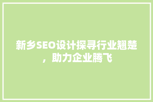 新乡SEO设计探寻行业翘楚，助力企业腾飞