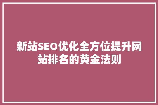 新站SEO优化全方位提升网站排名的黄金法则
