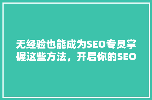 无经验也能成为SEO专员掌握这些方法，开启你的SEO之旅