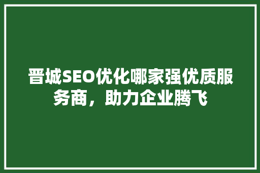 晋城SEO优化哪家强优质服务商，助力企业腾飞
