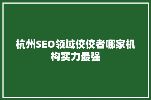 杭州SEO领域佼佼者哪家机构实力最强