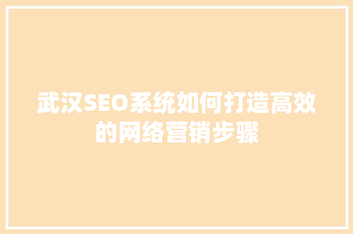 武汉SEO系统如何打造高效的网络营销步骤 武汉SEO系统如何打造高效的网络营销步骤