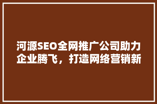 河源SEO全网推广公司助力企业腾飞，打造网络营销新篇章 网络技术