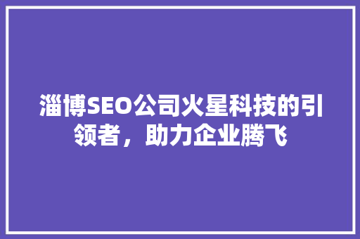 淄博SEO公司火星科技的引领者，助力企业腾飞