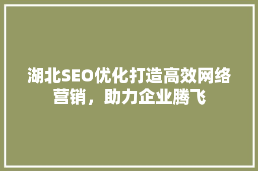 湖北SEO优化打造高效网络营销，助力企业腾飞