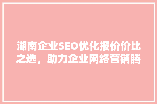 湖南企业SEO优化报价价比之选，助力企业网络营销腾飞