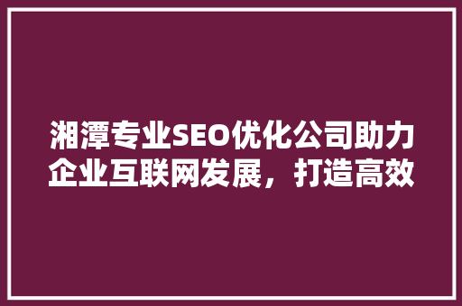 湘潭专业SEO优化公司助力企业互联网发展，打造高效关键词布局步骤