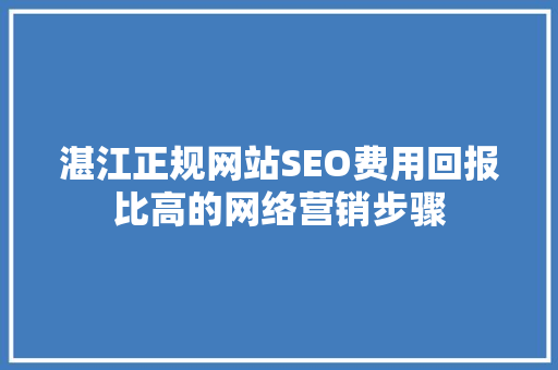 湛江正规网站SEO费用回报比高的网络营销步骤