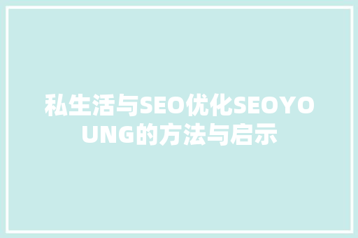 私生活与SEO优化SEOYOUNG的方法与启示