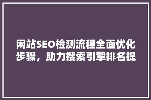 网站SEO检测流程全面优化步骤，助力搜索引擎排名提升