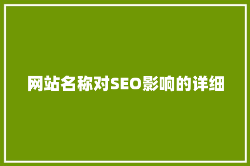 网站名称对SEO影响的详细