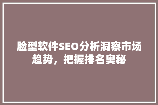 脸型软件SEO分析洞察市场趋势，把握排名奥秘