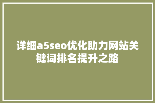 详细a5seo优化助力网站关键词排名提升之路