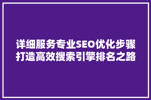 详细服务专业SEO优化步骤打造高效搜索引擎排名之路