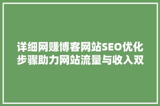 详细网赚博客网站SEO优化步骤助力网站流量与收入双提升 详细网赚博客网站SEO优化步骤助力网站流量与收入双提升