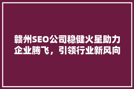 赣州SEO公司稳健火星助力企业腾飞，引领行业新风向