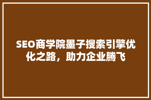 SEO商学院墨子搜索引擎优化之路，助力企业腾飞